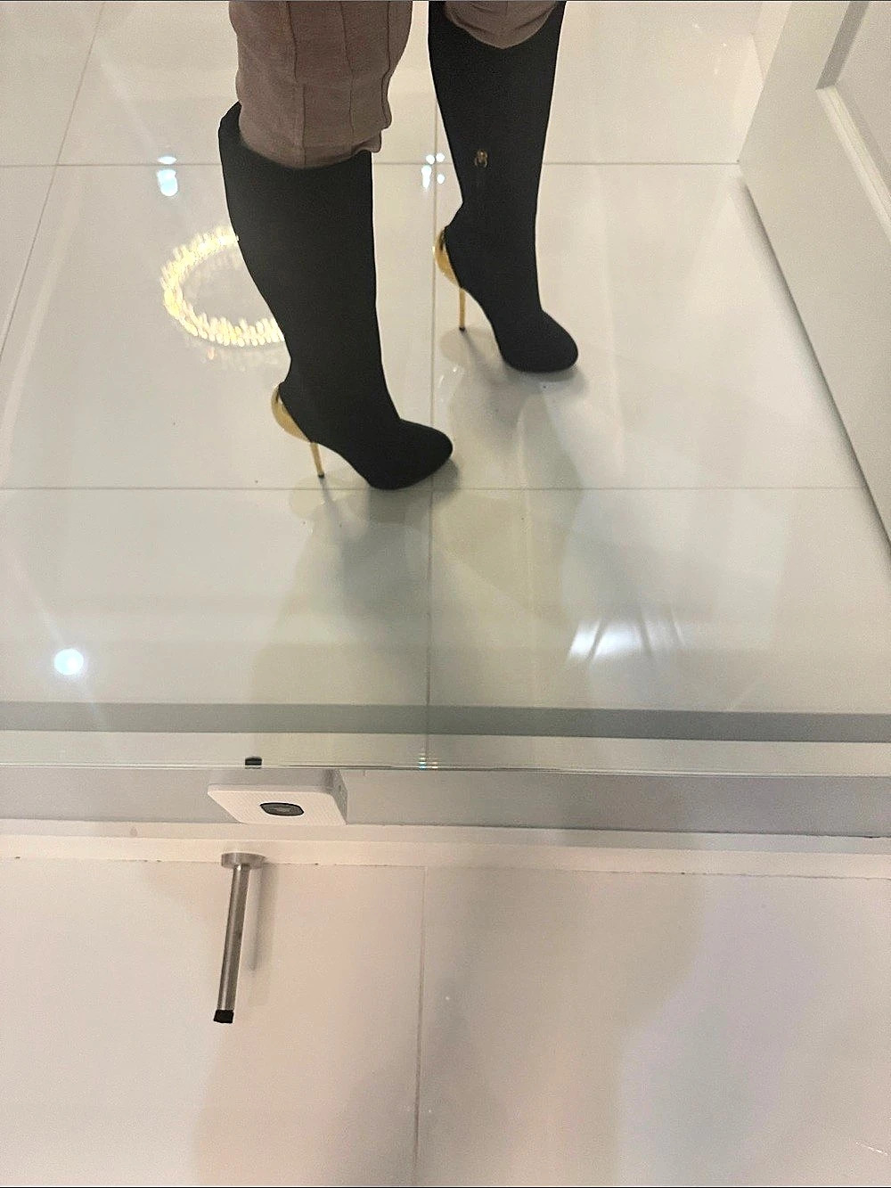 Black & Gold Sculptural Heel Boots Like New
